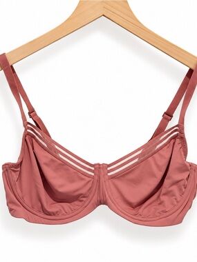 Oysho Pink Mauve Strappy Underwire Bra 36C Modern Minimalist Mesh 71527